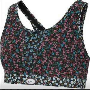 Nike Swoosh Bra, DRI-FIT, black floral, size small